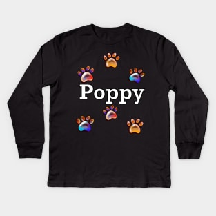 The best personalised dog gifts 2022 -  Poppy name Kids Long Sleeve T-Shirt